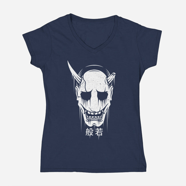 Hannya Mask-womens v-neck tee-Alundrart