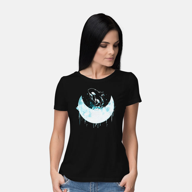Moon Whale-womens basic tee-Vallina84