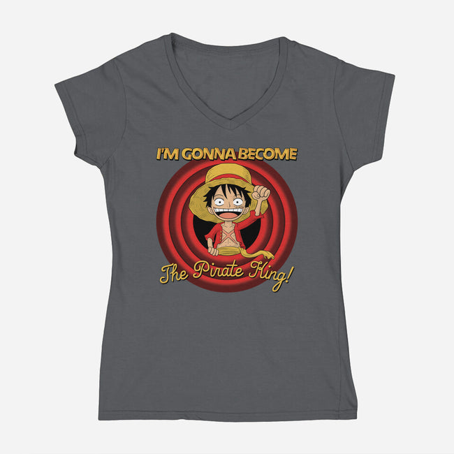 Looney Luffy Pirate King-womens v-neck tee-danielmorris1993