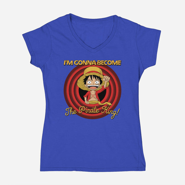 Looney Luffy Pirate King-womens v-neck tee-danielmorris1993