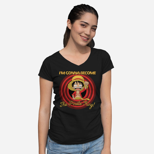 Looney Luffy Pirate King-womens v-neck tee-danielmorris1993