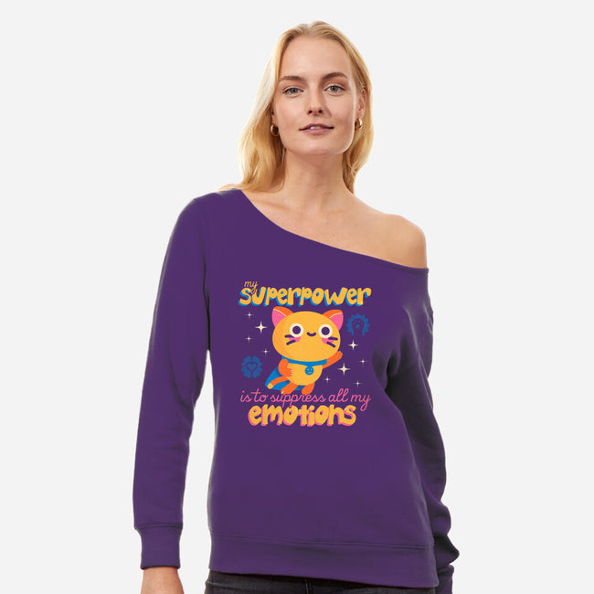 Super Suppressor-womens off shoulder sweatshirt-Unfortunately Cool