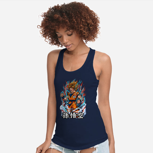 The Rage Of The Super Saiyan-womens racerback tank-Knegosfield