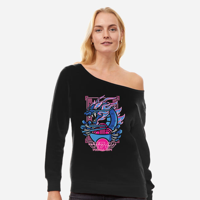 Neon Ramen Dragon-womens off shoulder sweatshirt-jrberger