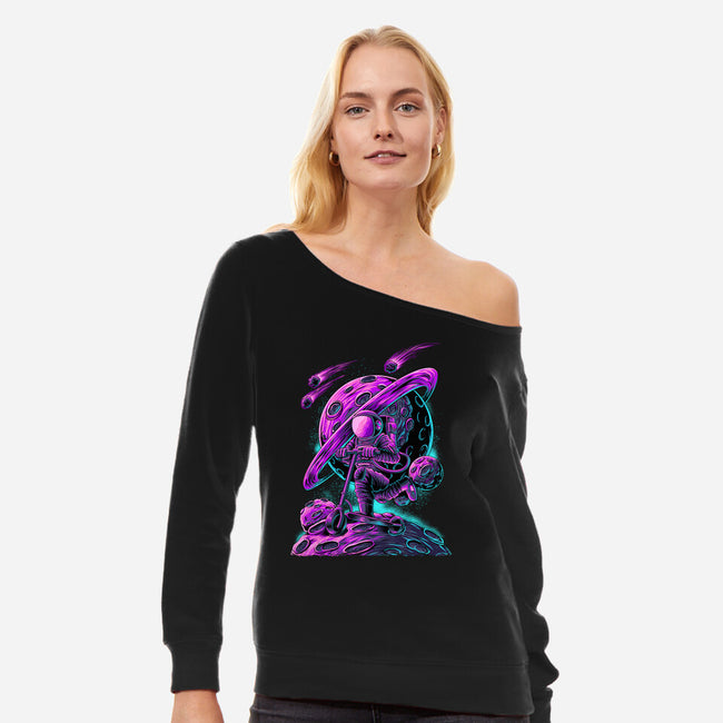 Scooter Space-womens off shoulder sweatshirt-alanside
