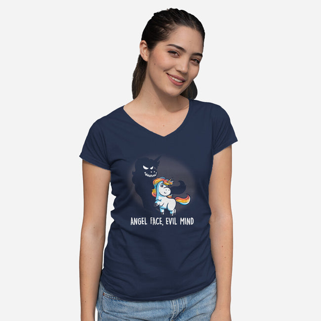 Angel Face Evil Mind-womens v-neck tee-koalastudio