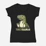 Tiredsaurus-womens v-neck tee-eduely