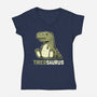Tiredsaurus-womens v-neck tee-eduely