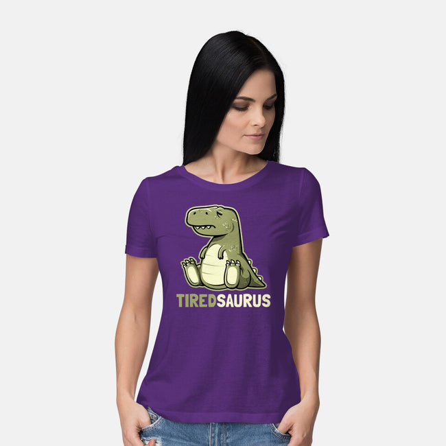 Tiredsaurus-womens basic tee-eduely