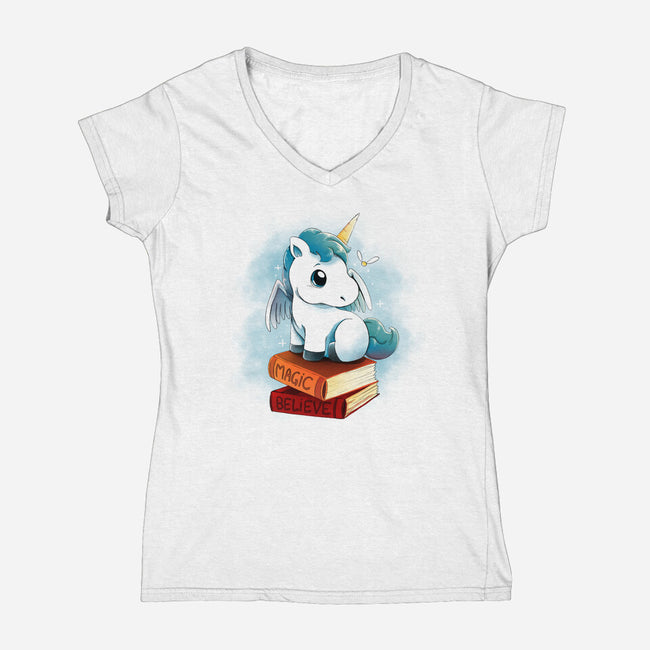 Unicorns And Books-womens v-neck tee-Vallina84