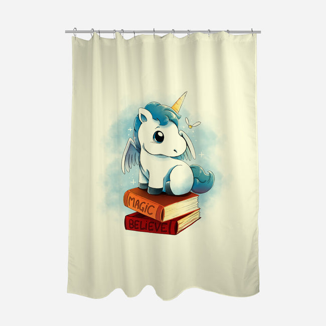 Unicorns And Books-none polyester shower curtain-Vallina84