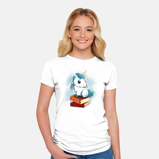 Unicorns And Books-womens fitted tee-Vallina84