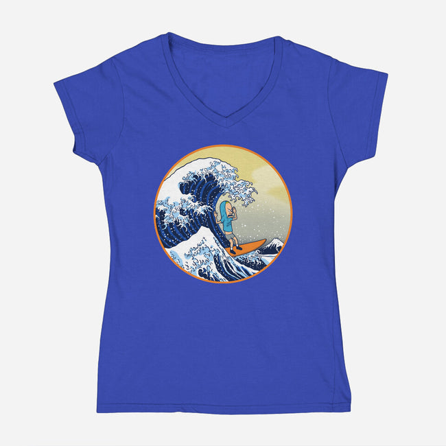 The Great Cornholio Off Kanagawa-womens v-neck tee-Boggs Nicolas