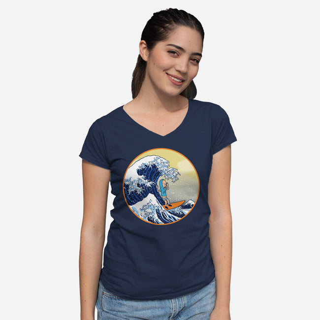 The Great Cornholio Off Kanagawa-womens v-neck tee-Boggs Nicolas