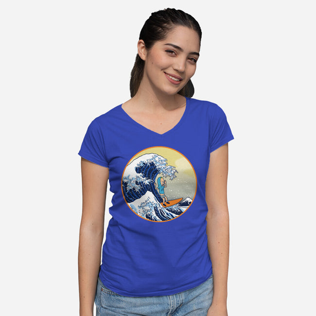 The Great Cornholio Off Kanagawa-womens v-neck tee-Boggs Nicolas