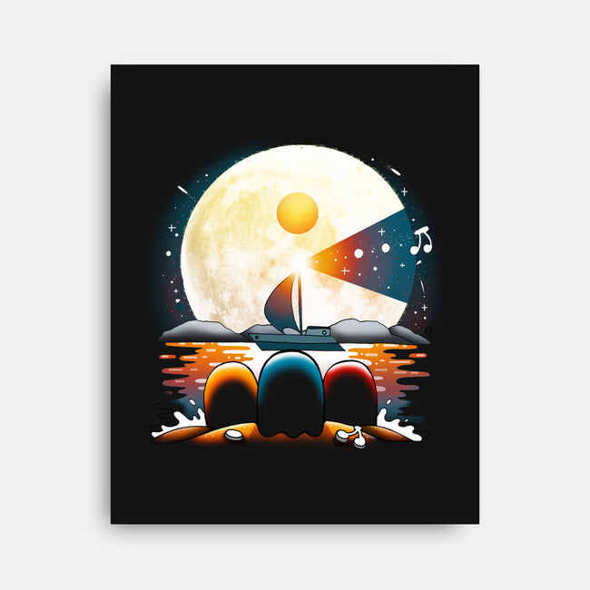 Gaming Moon Beach-none stretched canvas-Vallina84