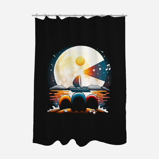 Gaming Moon Beach-none polyester shower curtain-Vallina84