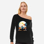 Gaming Moon Beach-womens off shoulder sweatshirt-Vallina84