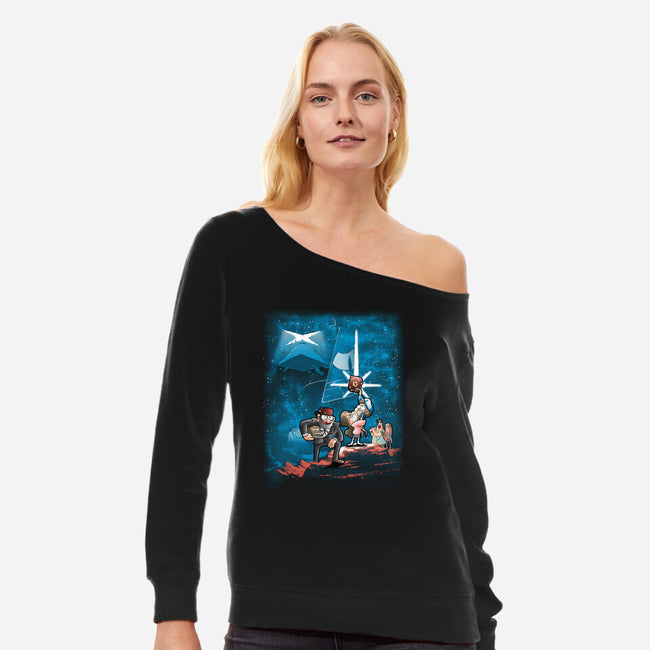 Gravity Wars-womens off shoulder sweatshirt-trheewood
