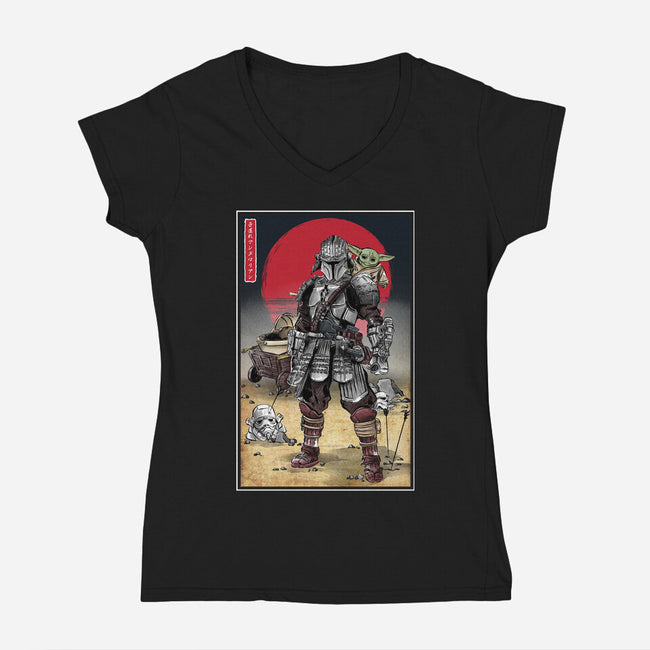 Lone Ronin And Cub-womens v-neck tee-DrMonekers
