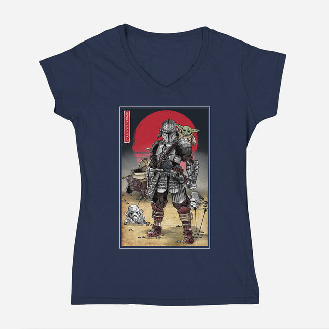 Lone Ronin And Cub-womens v-neck tee-DrMonekers