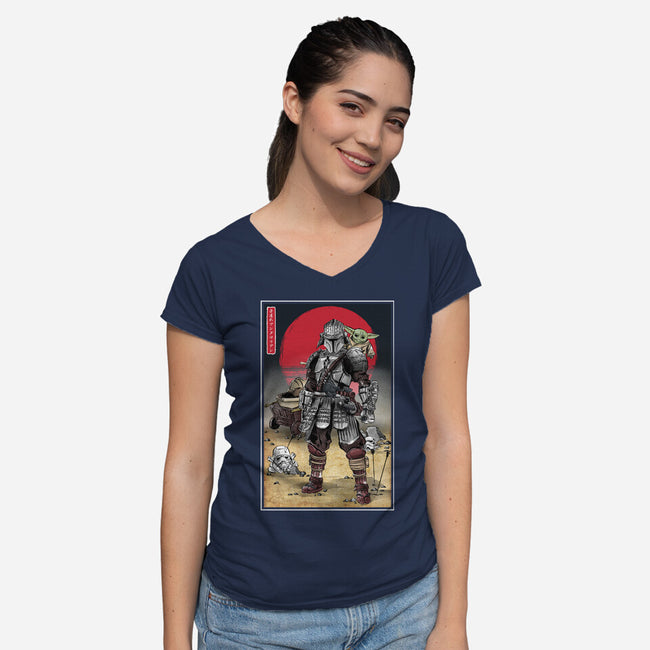 Lone Ronin And Cub-womens v-neck tee-DrMonekers