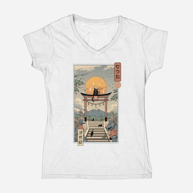 Catsune Inari-womens v-neck tee-vp021