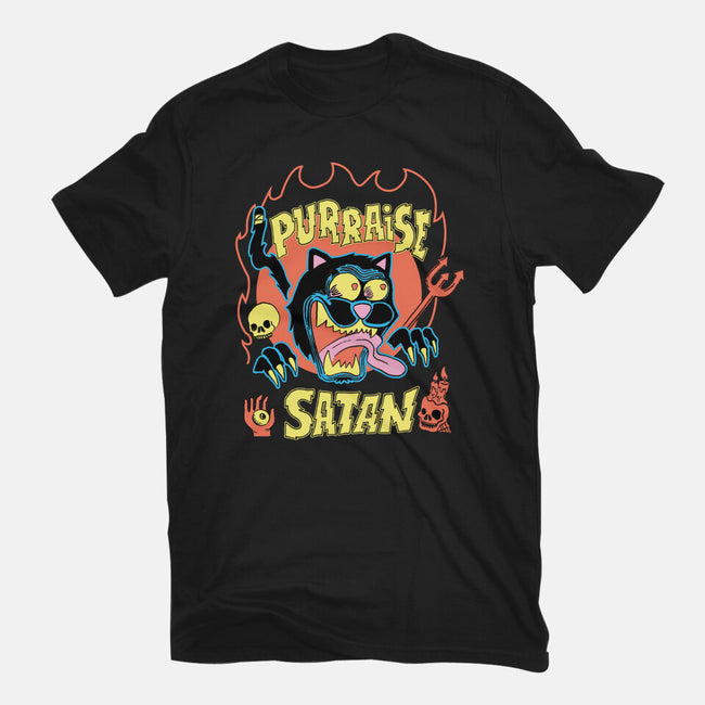 Black Cat Purraise Satan-womens basic tee-tobefonseca