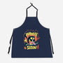 Black Cat Purraise Satan-unisex kitchen apron-tobefonseca