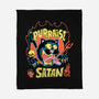 Black Cat Purraise Satan-none fleece blanket-tobefonseca