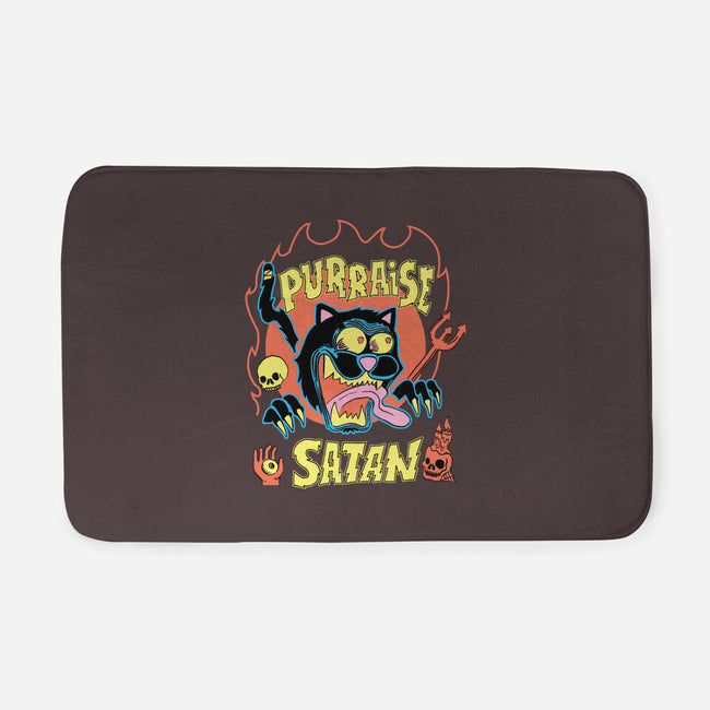 Black Cat Purraise Satan-none memory foam bath mat-tobefonseca