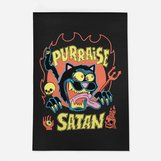 Black Cat Purraise Satan-none outdoor rug-tobefonseca