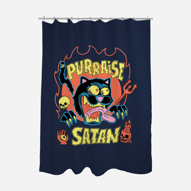 Black Cat Purraise Satan-none polyester shower curtain-tobefonseca