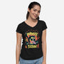 Black Cat Purraise Satan-womens v-neck tee-tobefonseca