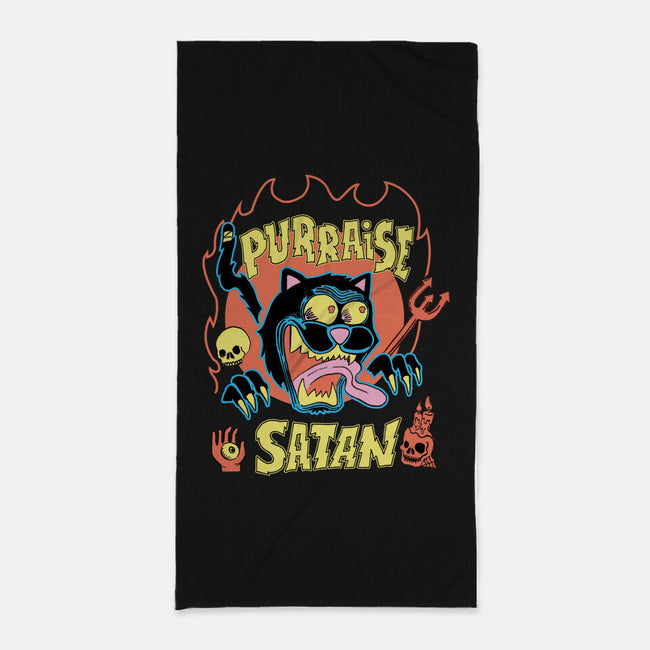 Black Cat Purraise Satan-none beach towel-tobefonseca