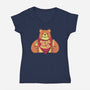 Here For The Snacks Bear-womens v-neck tee-tobefonseca