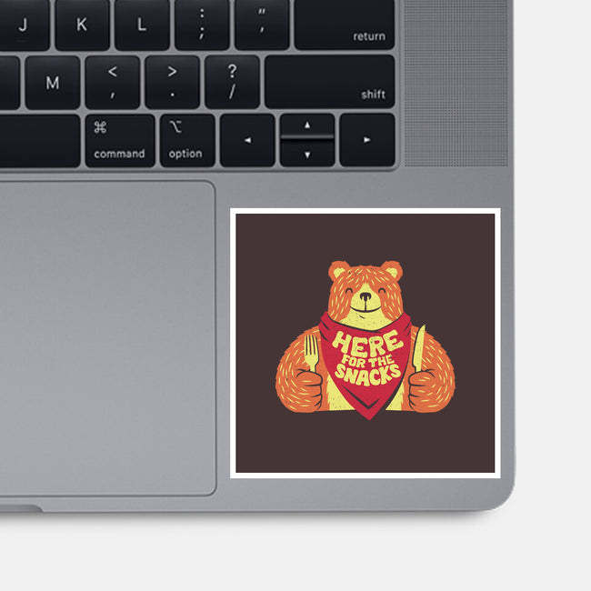 Here For The Snacks Bear-none glossy sticker-tobefonseca