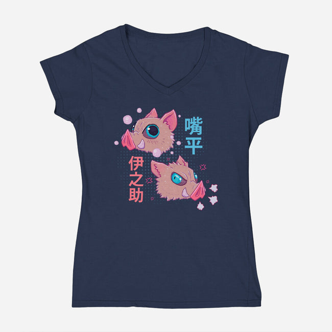 Boar Boy-womens v-neck tee-Studio Susto