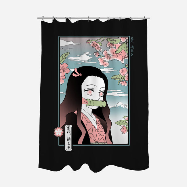 Traditional Nezuko-none polyester shower curtain-IKILO