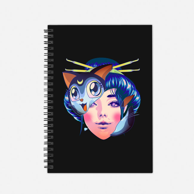 Geisha Luna Cat Mask-none dot grid notebook-heydale