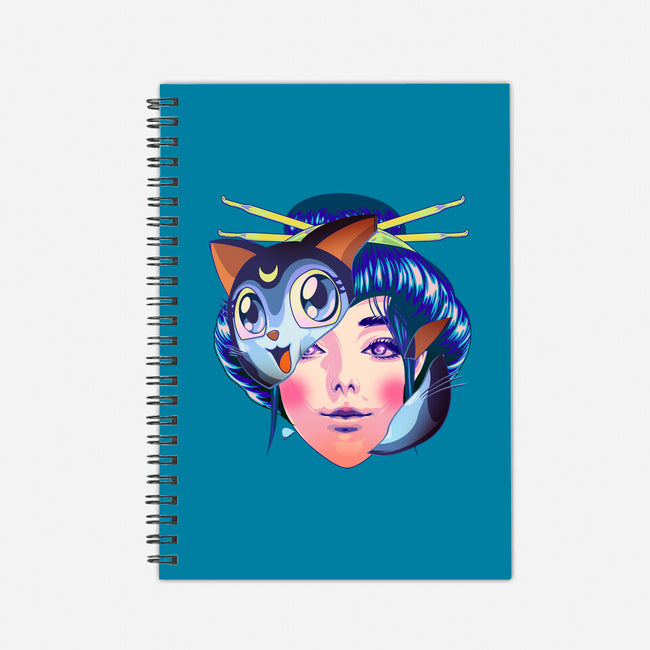 Geisha Luna Cat Mask-none dot grid notebook-heydale