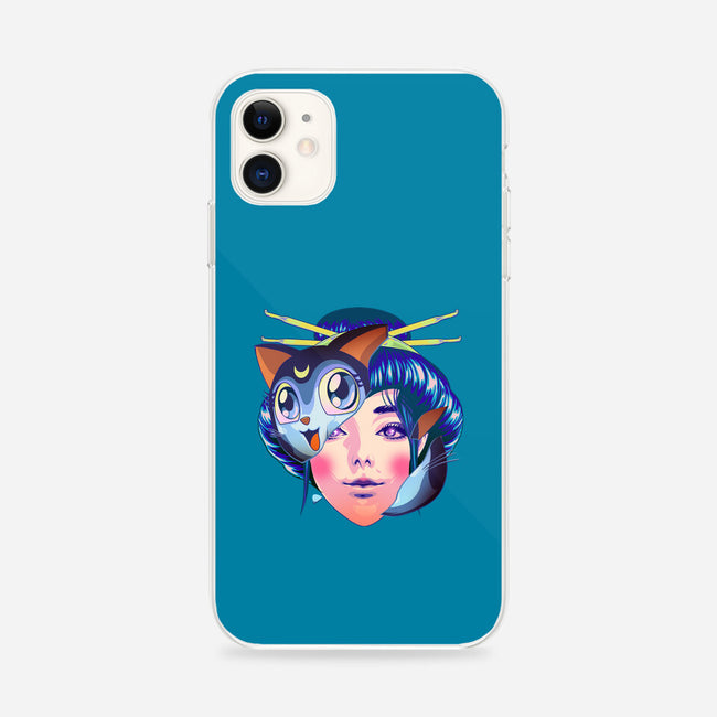 Geisha Luna Cat Mask-iphone snap phone case-heydale