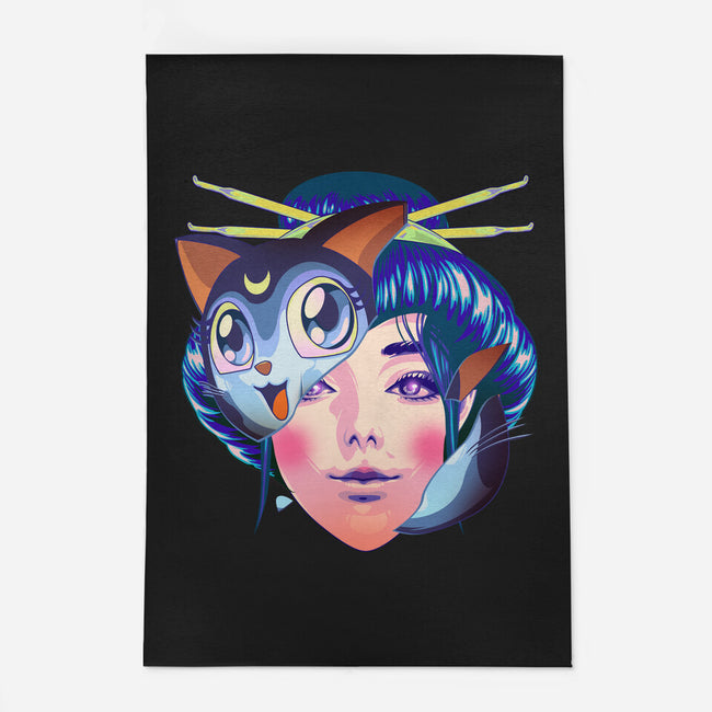 Geisha Luna Cat Mask-none outdoor rug-heydale