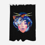 Geisha Luna Cat Mask-none polyester shower curtain-heydale