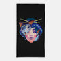 Geisha Luna Cat Mask-none beach towel-heydale