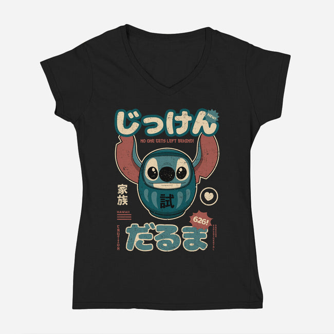 Daruma Experiment-womens v-neck tee-retrodivision
