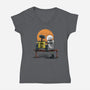 Robots Gazing At The Moon-womens v-neck tee-zascanauta