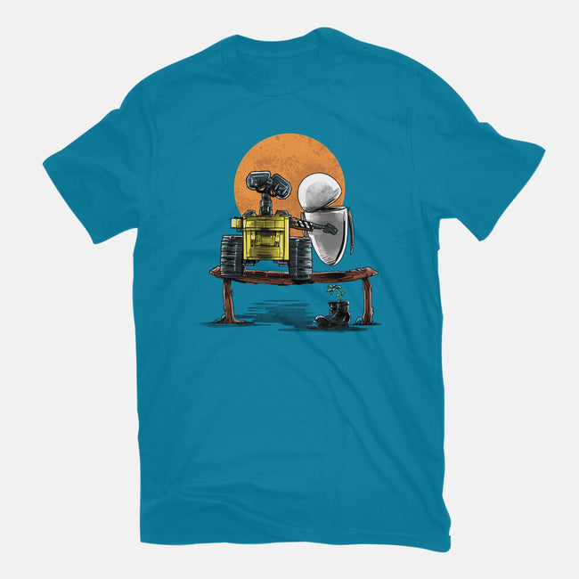 Robots Gazing At The Moon-womens fitted tee-zascanauta