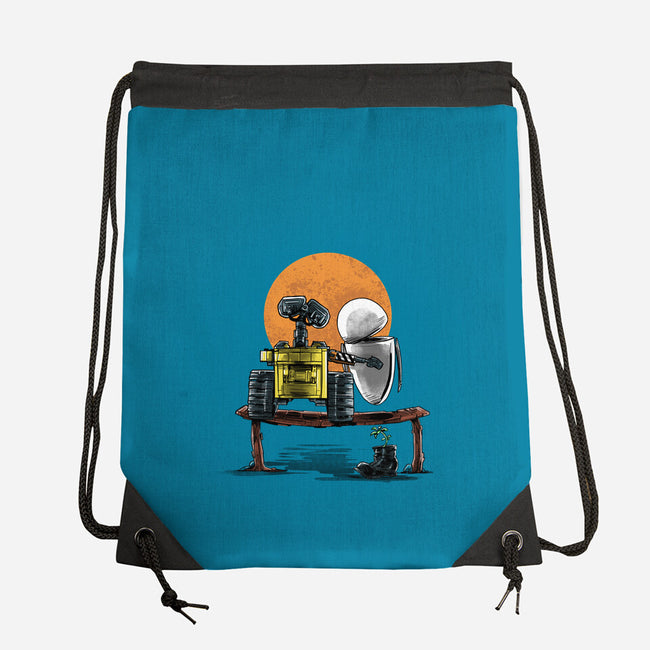 Robots Gazing At The Moon-none drawstring bag-zascanauta