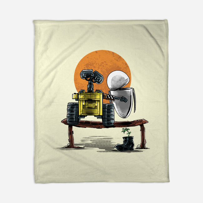 Robots Gazing At The Moon-none fleece blanket-zascanauta